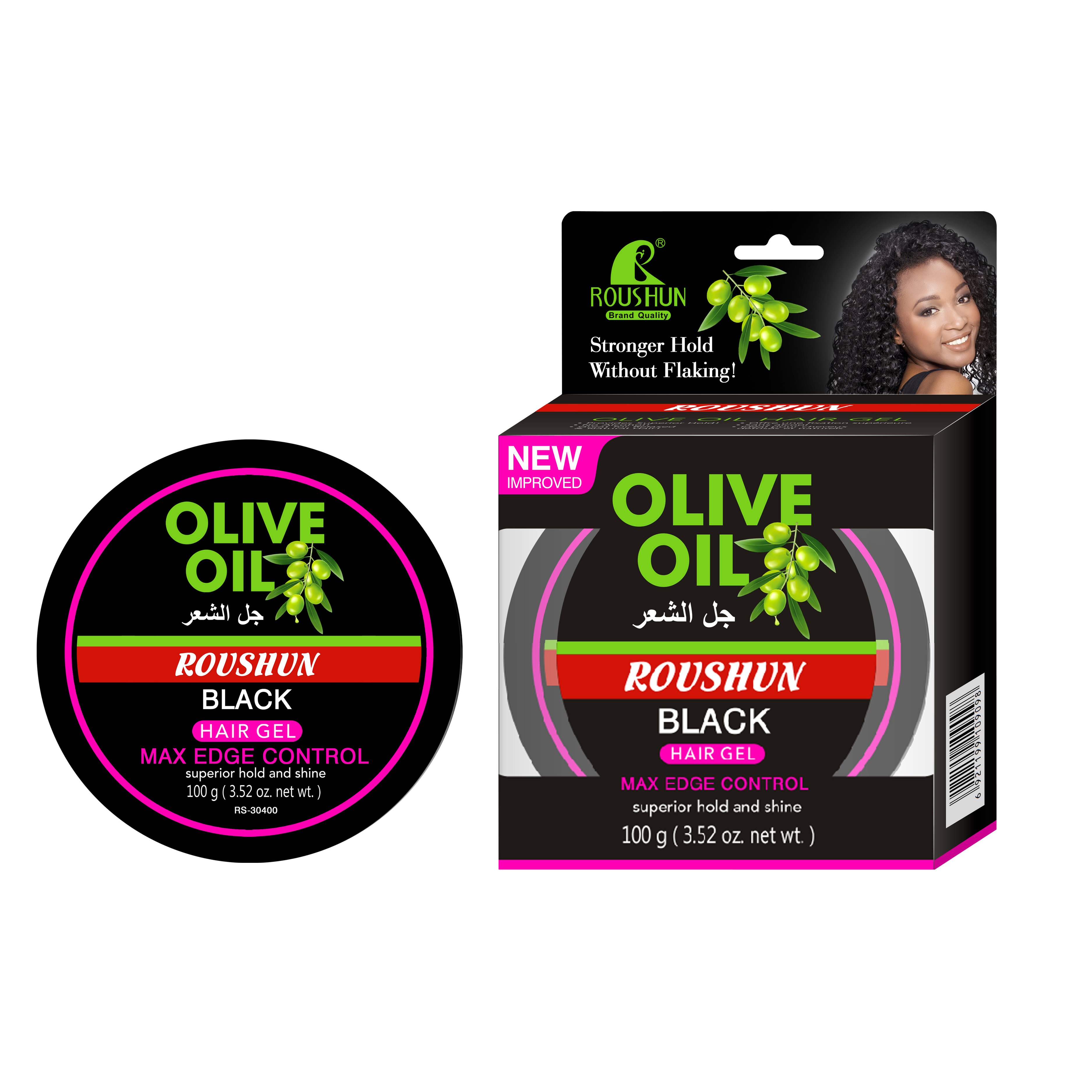 Private Label Roushun Black Hair Gel ,shine And Superior Hold Hair Food  Olive Fragrance Hair Wax 100gram Manufacturer & Supplier 
