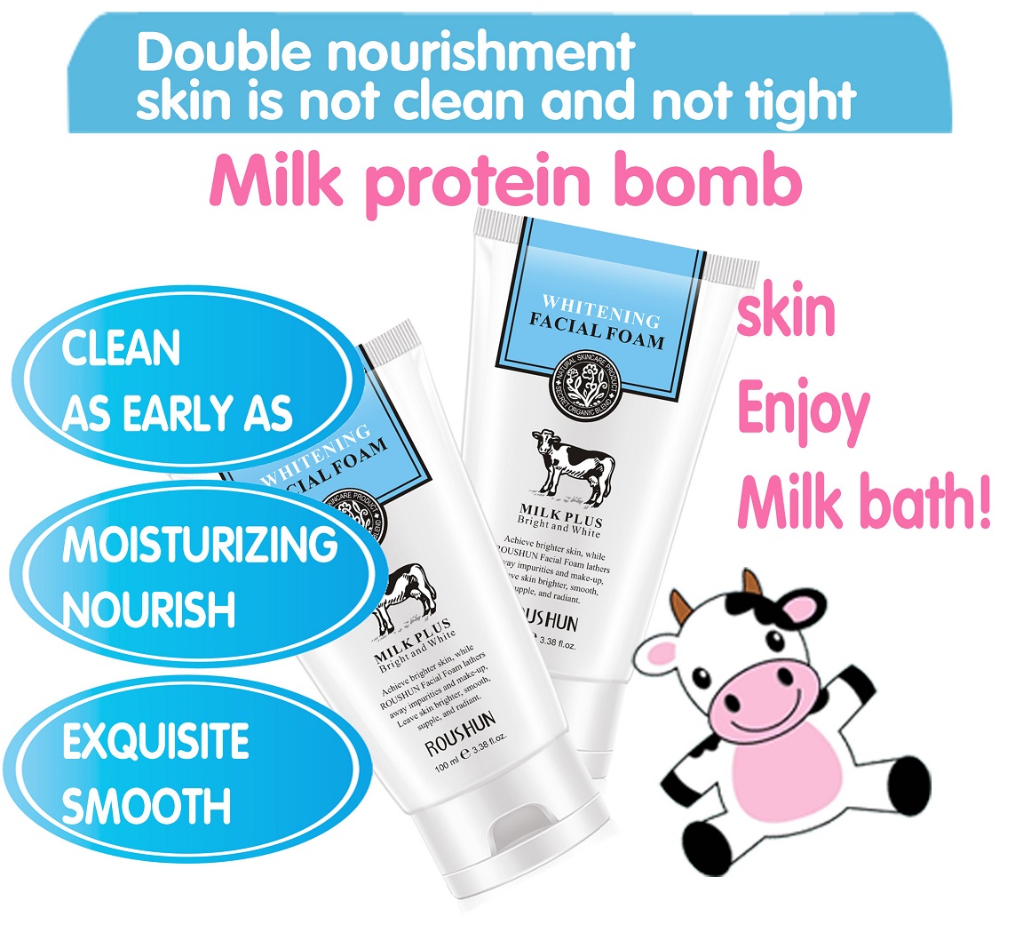 Milk Whitening Facial Foam Wash Cleanser