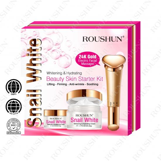 Roushun Snail Eye Cream + Face Cream +24K Electric Facial Massager