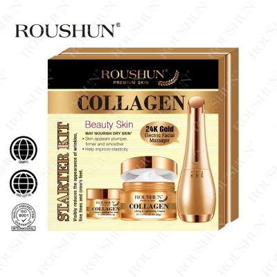 Roushun Collagen Eye Cream + Face Cream +24K Electric Facial Massager