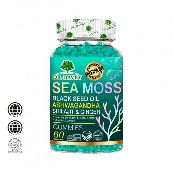 DR.DAVEY Sea Moss Gummies (with Black Seed Oil, Ashwagandha, Shilajit & Ginger)